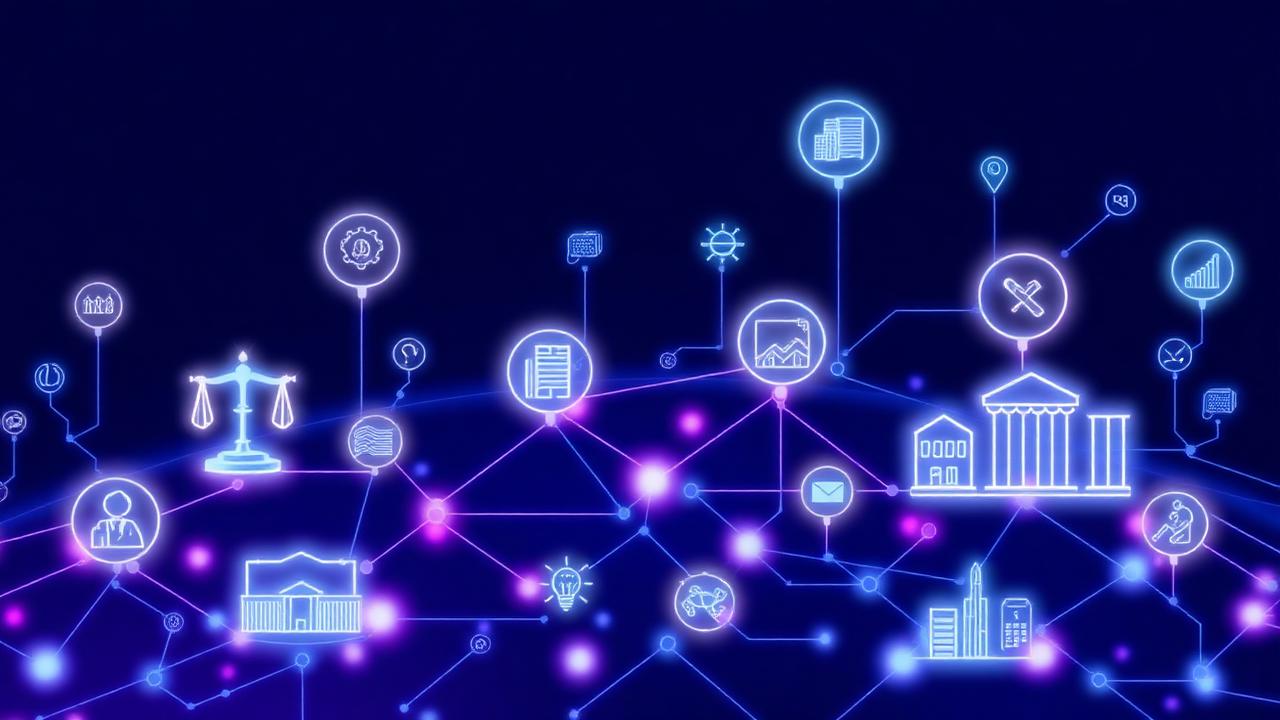 Connected industry icons representing AI automation adoption across sectors